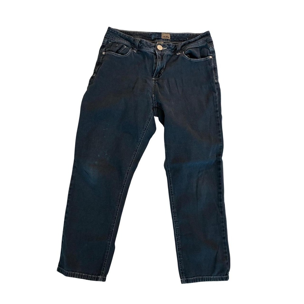 Beau Womens 12P Dark Wash Straight Leg Jeans Contrast Stitching PS55BHJC